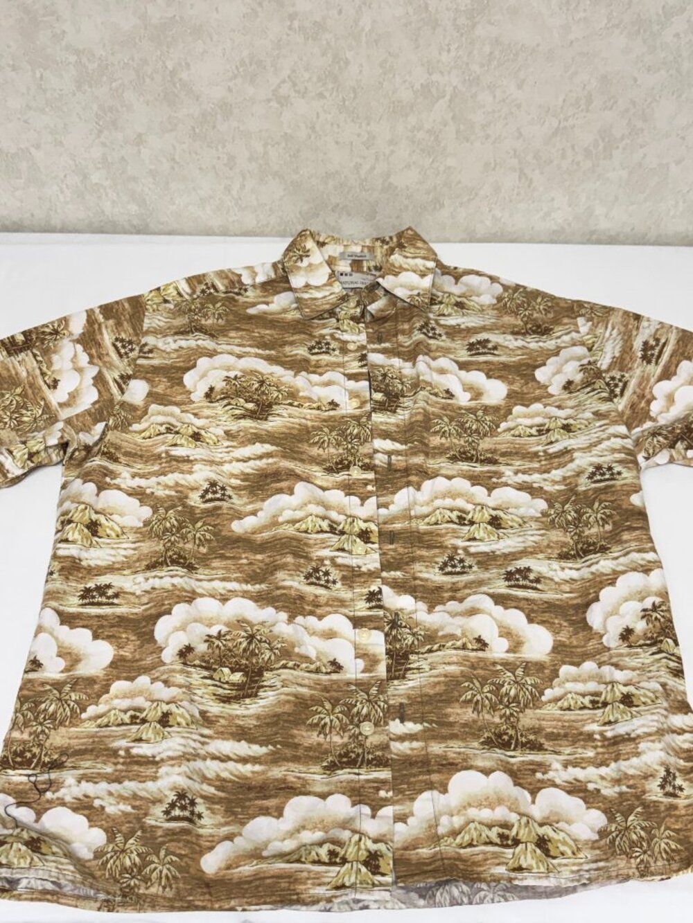 Natural Issue Hawaiian Shirt Mens Small Brown Tropical Island Button Front 100%